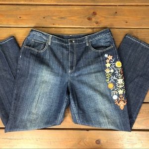 Talbots Stretch Embroidered Straight Jeans